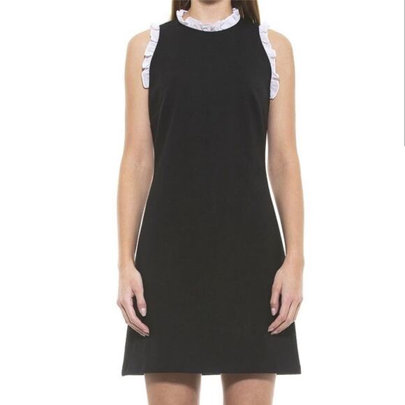 NWT Alexia Admor Blair Sleeveless Ruffle Trim Sheath Dress Black/White Size XL - Picture 3 of 16